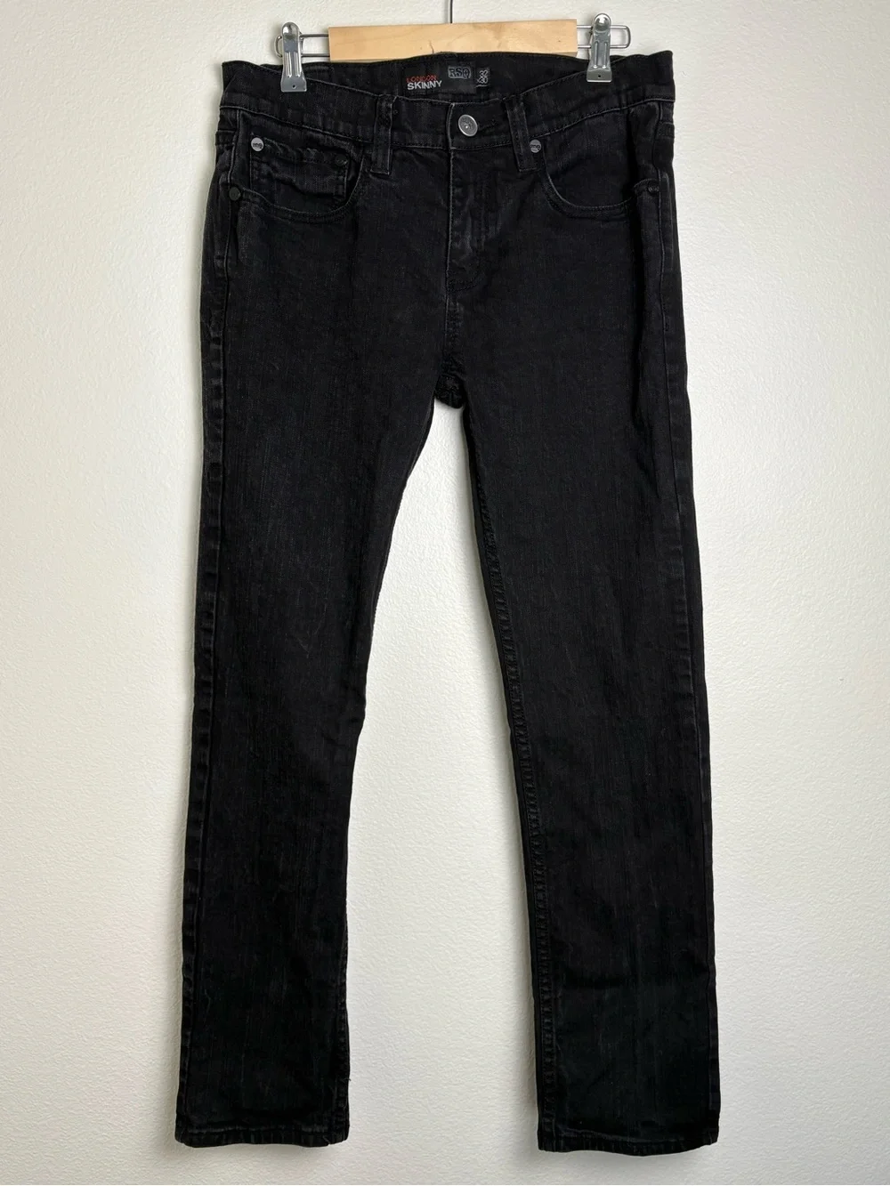 RSQ London Mens Skinny Black Jeans Size 32x30
